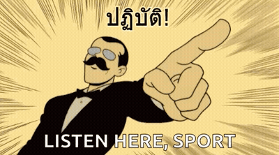 Cartoon Man In Tuxedo Pointing Listen Here Sport GIF