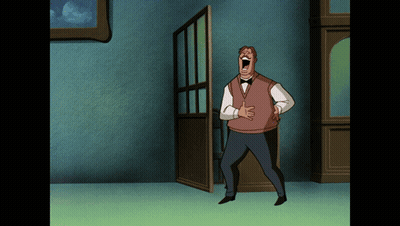 Cartoon Man In Vest And Bow Tie Screaming GIF