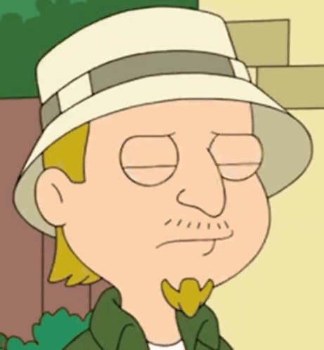 Cartoon Man In White Hat And Green Jacket Eyes Closed GIF
