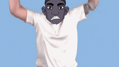 Cartoon Man In White Shirt With Purple Face GIF