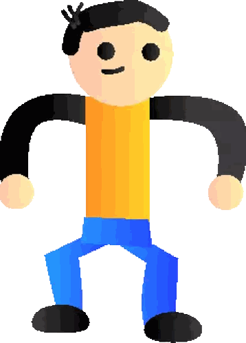 Cartoon Man In Yellow Shirt And Blue Pants Sticker