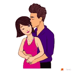 Cartoon Man Kissing Woman On Neck Sticker