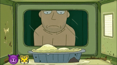 Cartoon Man Looking Out Window With Pie GIF