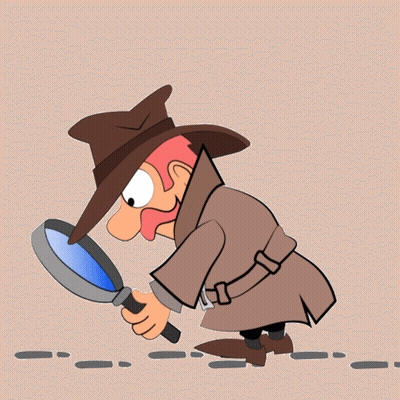 Cartoon Man Looking Through Magnifying Glass GIF