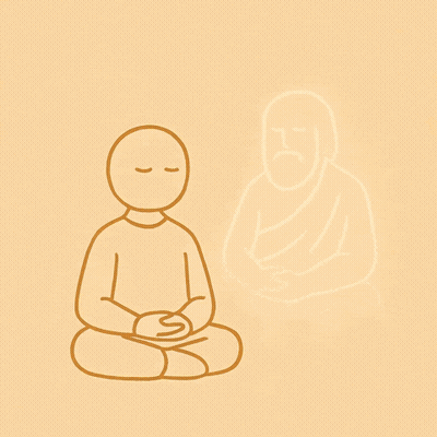 Cartoon Man Meditating Saying Ancestral Wisdom Descendant Dialogue GIF