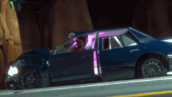 Cartoon Man Moving After Car Crash GIF