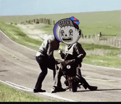 Cartoon Man On Motorcycle Kneeb GIF