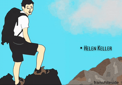 Cartoon Man On Mountain Helen Keller GIF