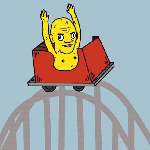 Cartoon Man On Roller Coaster GIF