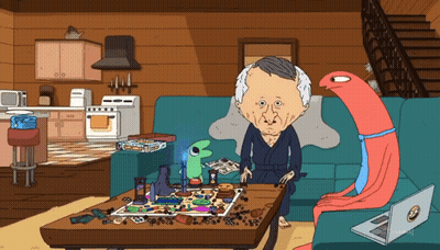 Cartoon Man Playing Board Game GIF