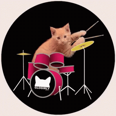 Cartoon Man Playing Drums With Bam GIF