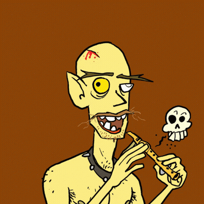 Cartoon Man Playing Flute Saying Huzzaah GIF
