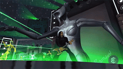 Cartoon Man Playing Guitar With Battleon GIF