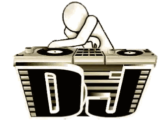 Cartoon Man Playing Music DJ Logo Sticker