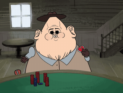 Cartoon Man Playing Poker With Chips GIF