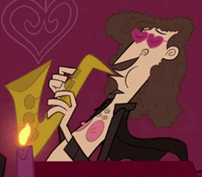 Cartoon Man Playing Saxophone In Front Of Candle GIF