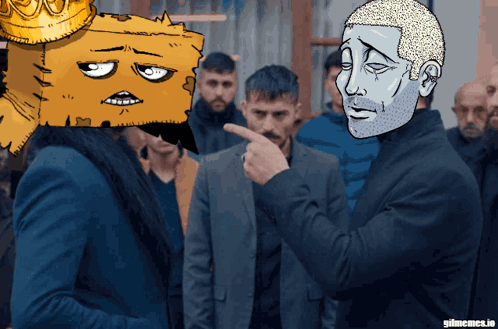 Cartoon Man Pointing At Another Man With Caption Gimmememes.io GIF