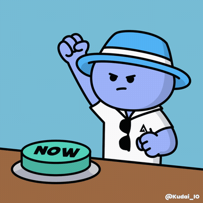 Cartoon Man Pushing Now Button