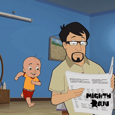 Cartoon Man Reading Newspaper Mighty Raju GIF