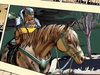 Cartoon Man Riding Horse GIF