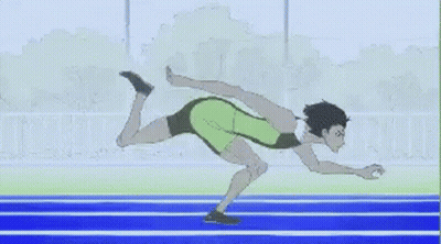 Cartoon Man Running On Track In Race GIF