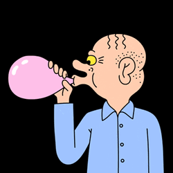 Cartoon Man's Head Turns Balloons GIF