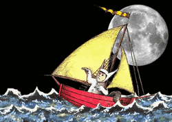 Cartoon Man Sailing During Midnight