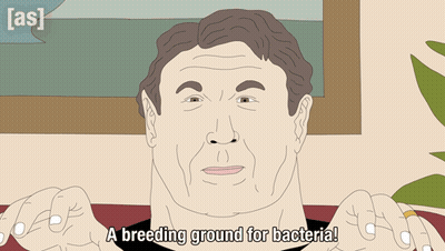 Cartoon Man Saying A Breeding Ground For Bacteria GIF