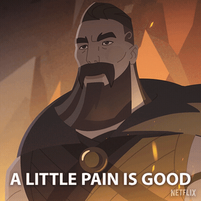 Cartoon Man Saying A Little Pain Is Good