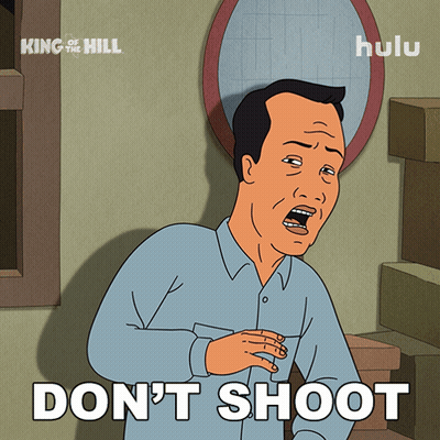 Cartoon Man Saying Don't Shoot GIF