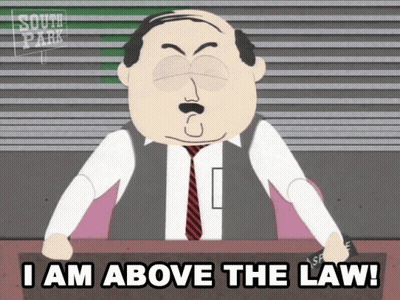Cartoon Man Saying I Am Above The Law GIF