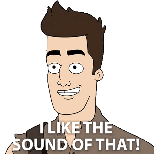 Cartoon Man Saying I Like The Sound Of That Sticker