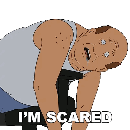 Cartoon Man Saying I'm Scared Sticker