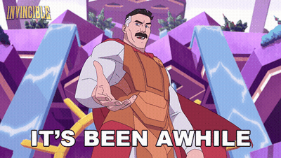 Cartoon Man Saying It's Been Awhile GIF