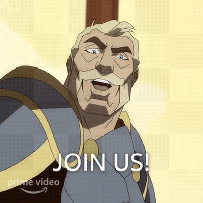 Cartoon Man Saying Join Us GIF