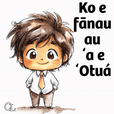 Cartoon Man Saying Ko E Fanau Au 'Ae Otua GIF
