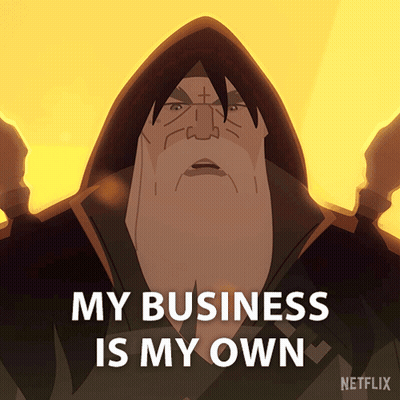 Cartoon Man Saying My Business Is My Own GIF