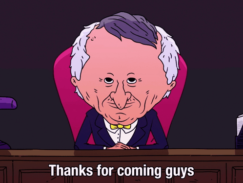 Cartoon Man Saying Thanks For Coming Guys GIF