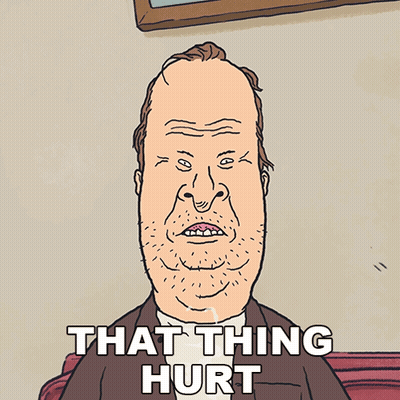 Cartoon Man Saying That Thing Hurt GIF