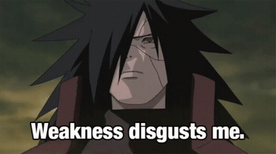 Cartoon Man Saying Weakness Disgusts Me GIF
