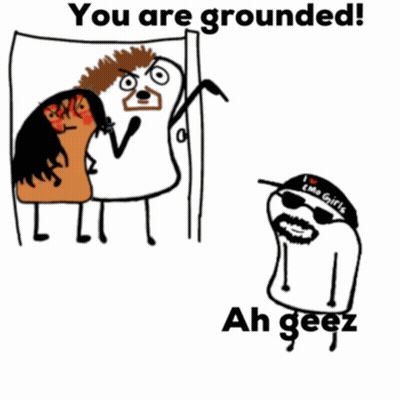 Cartoon Man Saying You Are Grounded Next To Door GIF