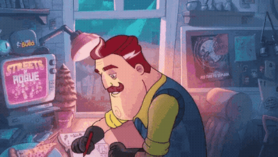 Cartoon Man Sitting At Desk Saying Streets Rogue GIF