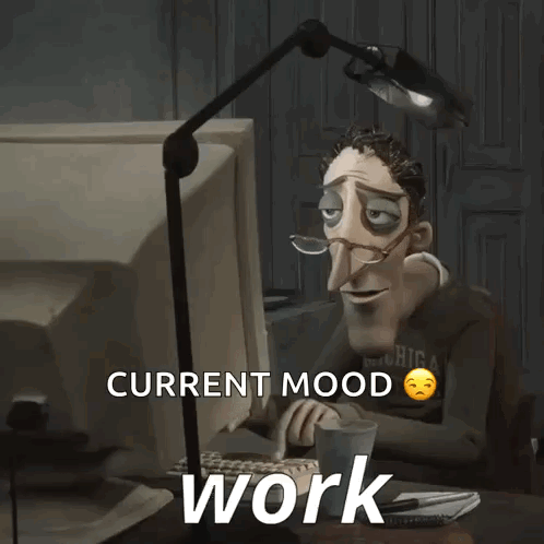 Cartoon Man Sitting In Front Of Computer Current Mood Work GIF