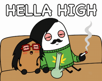 Cartoon Man Smoking Bong Hella High GIF
