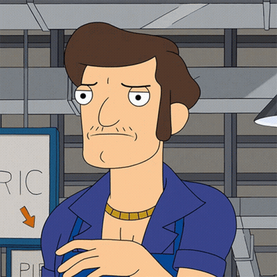 Cartoon Man Standing In Front Of Pic Sign GIF