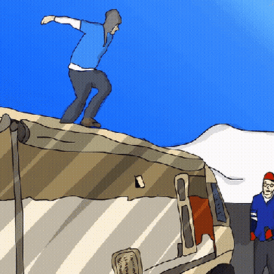Cartoon Man Standing On Building GIF
