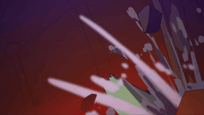 Cartoon Man Standing On Rock Purple Background GIF