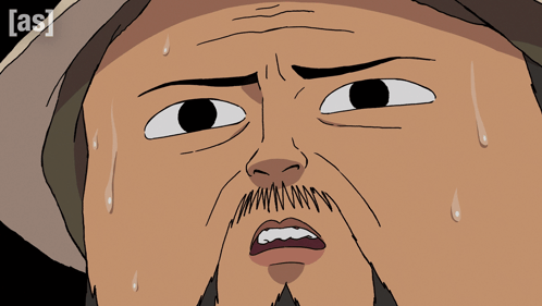 Cartoon Man Sweating With As Text GIF
