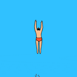 Cartoon Man Swimming Underwater Deep GIF