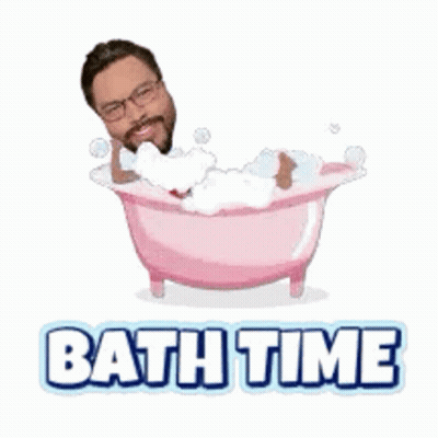 Cartoon Man Taking Bath Saying Bath Time GIF